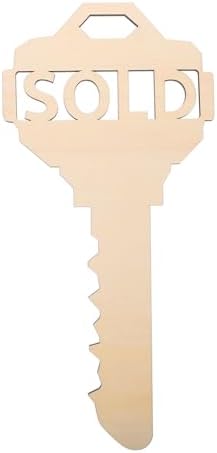Real Estate Key Shaped Sold Sign Wooden Christmas Prop