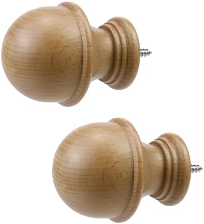 Antrader Wood Mushroom Finial Curtain Rod End Cap