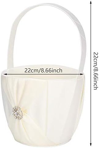 Elegant Ivory Flower Girl Basket with Satin Bow