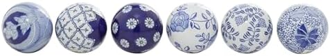 Deco 79 Blue Ceramic Orbs Vase Filler Set of 6 3 Inch