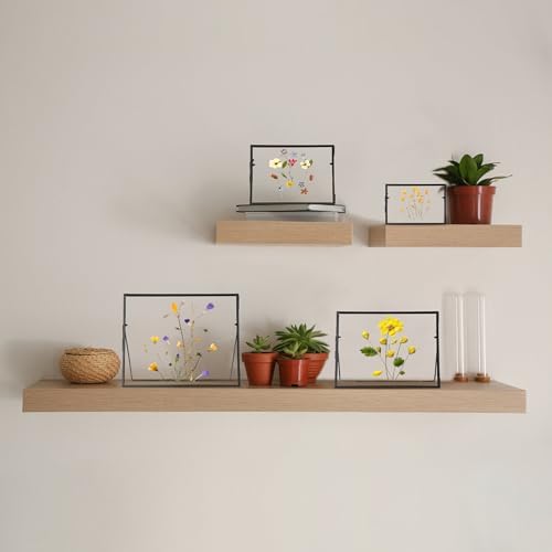 Handmade Glass Flower Frame with Brass Edges 4x6 Inch