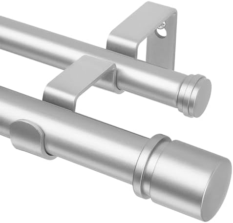 Hotozon Double Curtain Rods 72-144 Inch Silver