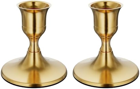 Brass Gold Taper Candle Holders Set of 2