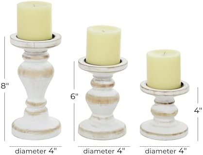 Deco 79 White Wood Candle Holder Set of 3