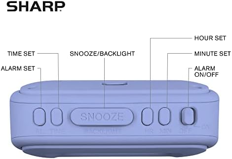 Sharp Digital Alarm Clock with Blue Backlight and Soft Tactile Finish