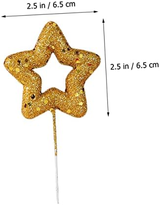 10Pcs Star Cake Topper Glitter Decor for Birthday Cupcakes