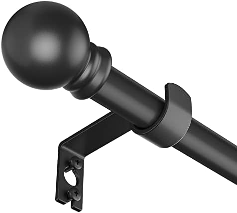 Black Curtain Rods 28-48 Inch 3 Section Set with Brackets
