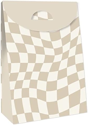 Tan Checkered Party Goodie Bags Set of 12