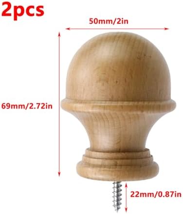 Antrader Wood Mushroom Finial Curtain Rod End Cap