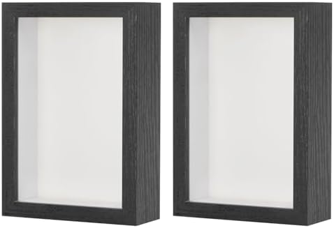 2 Pack 4x6 Inch Wooden Shadow Box Frame Display Case