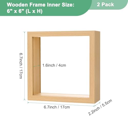 2-Pack Dried Flower Frame 6x6 Inch Double Acrylic Wood Display Frame