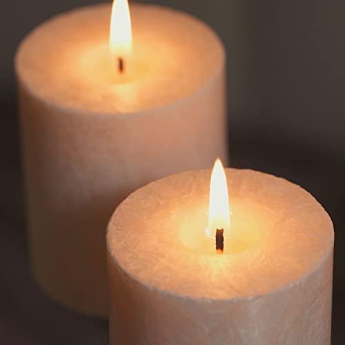 GreenSpark Natural Unscented Pillar Candles Set of 4 Marble White