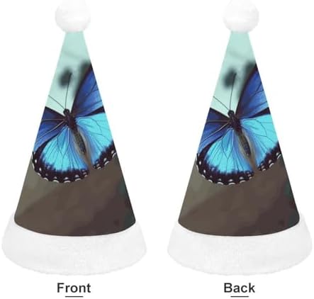Santa Hat with Blue Butterfly Design for Christmas Party
