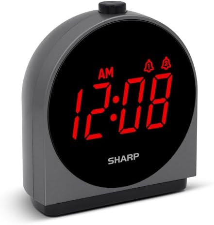 Sharp Dual Alarm Clock with USB Charging and Dimmable Display