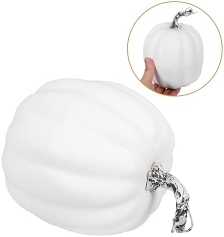 PRETYZOOM Artificial White Pumpkin Decoration for Halloween and Autumn