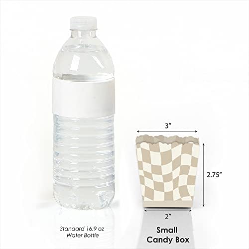 Big Dot of Happiness Tan Checkered Party Favor Boxes Set of 12