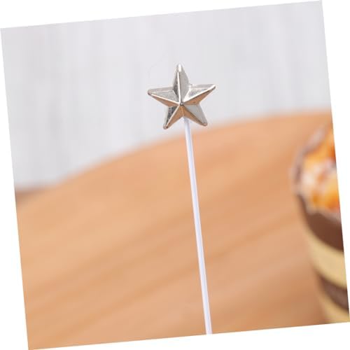 50pcs Silver Five-Pointed Star Cake Toppers for Birthday Parties