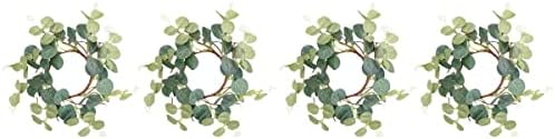 Zerodeko 4pcs Eucalyptus Candle Wreaths for Home Decor
