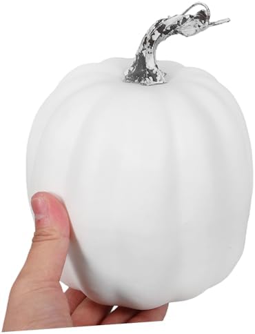 PRETYZOOM Artificial White Pumpkin Decoration for Halloween and Autumn