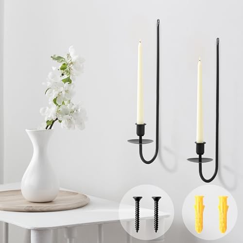 AlsoLife Black Candle Sconces Set of 2