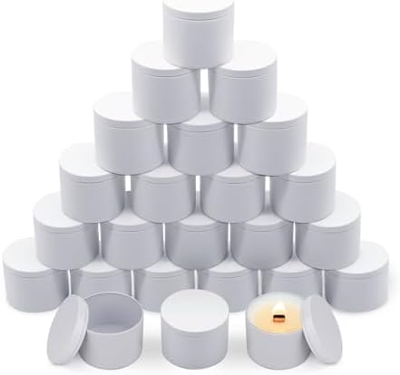 4 Oz Candle Tins Set of 24 Premium Matte White Jars with Lids