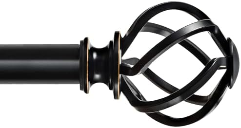 KAMANINA 2pcs Black Finials for Curtain Rods