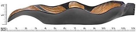 AeraVida Curvy Leaf Shaped 2-Tone Stained Wooden Serving Bowl