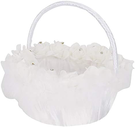 Elegant Wedding Girl Flower Basket with White Satin Decor