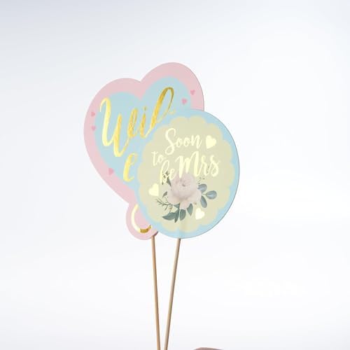 Cheerland 18 Pcs Pastel Gold Bridal Shower Photo Props
