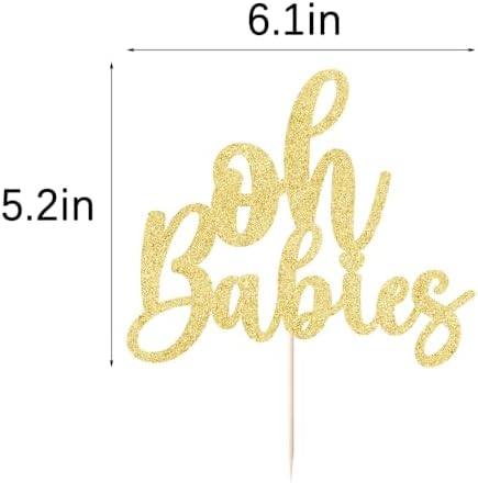 Gold Glitter Oh Babies Cake Topper for Twins