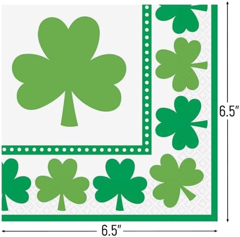 Amscan Lucky Shamrocks Paper Napkins 65x65 Green