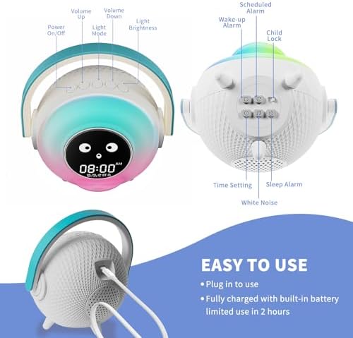 LOVME Kids Alarm Clock with Night Light and Sleep Sounds