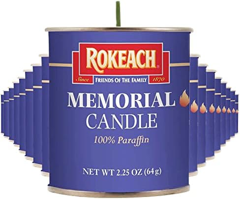 Rokeach 24 Hour Yahrzeit Memorial Tin Candles 48 Count