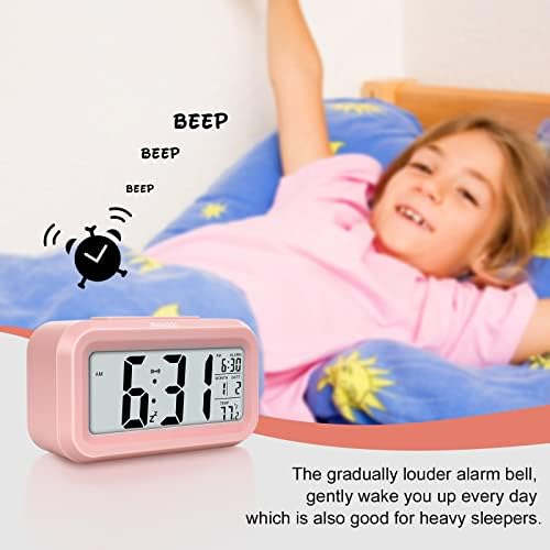Miowachi Pink Digital Alarm Clock with Night Light and Snooze