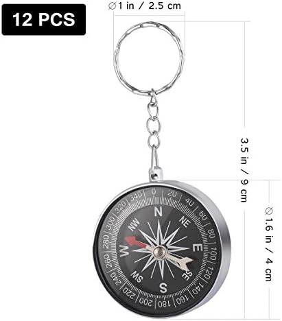 Toyvian 12Pcs Alloy Compass Keychain - Silver Pirate Themed Travel Keychain