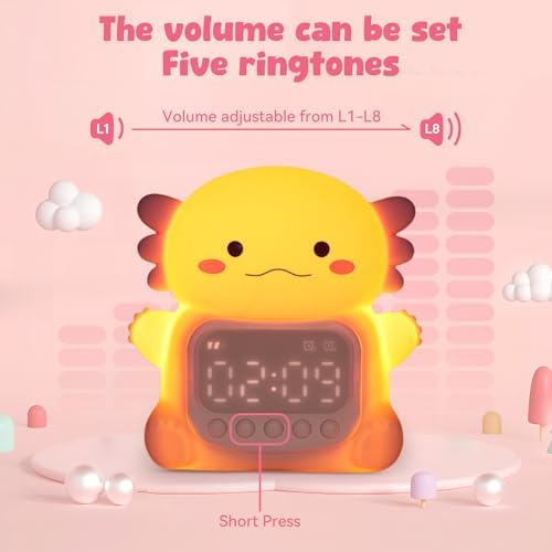 Axolotl Alarm Clock with Night Light for Kids
