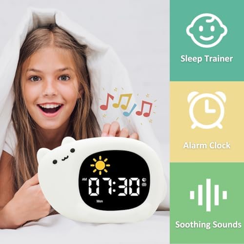 Kids Alarm Clock with Night Light and White Noise