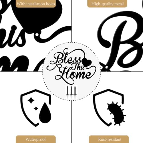 Bless This Home Black Metal Wall Art Entryway Sign
