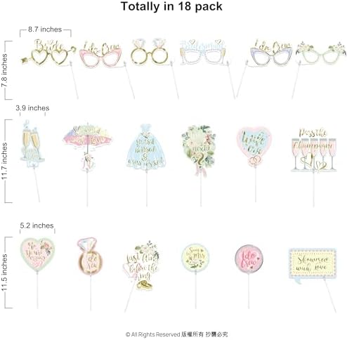 Cheerland 18 Pcs Pastel Gold Bridal Shower Photo Props