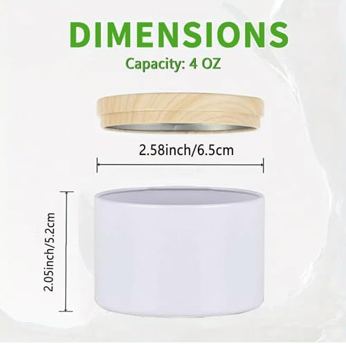 ABK 4oz White Candle Tins 24PCS Matte Metal Jars With Wood Grain Lids