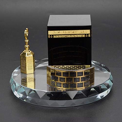 Muslim Crystal Gilded Kaaba Clock Tower Miniature Model