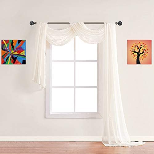 Warm Home Designs 24 Feet Beige Sheer Window Scarf