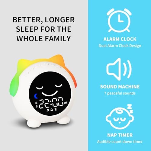 White Noise Machine with Kids Alarm Clock and Night Light