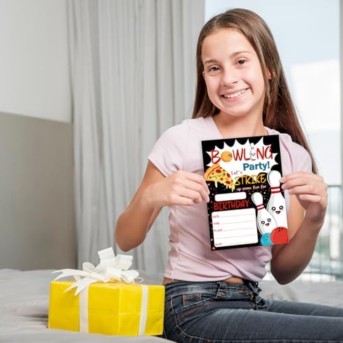 Bowling Birthday Invites Cards For Kids 20 Fun Party Invitations With Envelopes