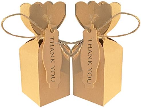 Lontenrea 50 Pcs Candy Boxes with Twine and Cards