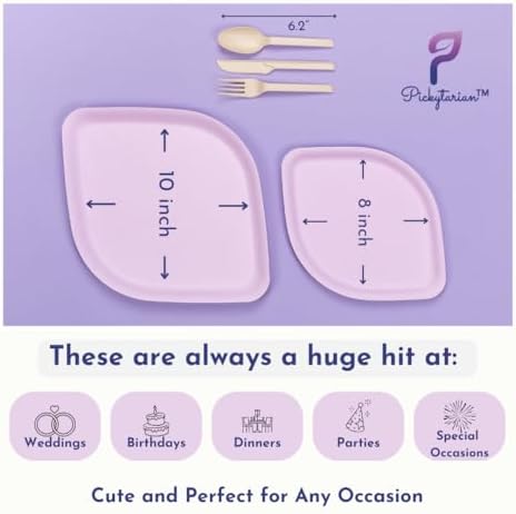 Fancy Purple Disposable Plates 50pcs Bamboo Set for Parties