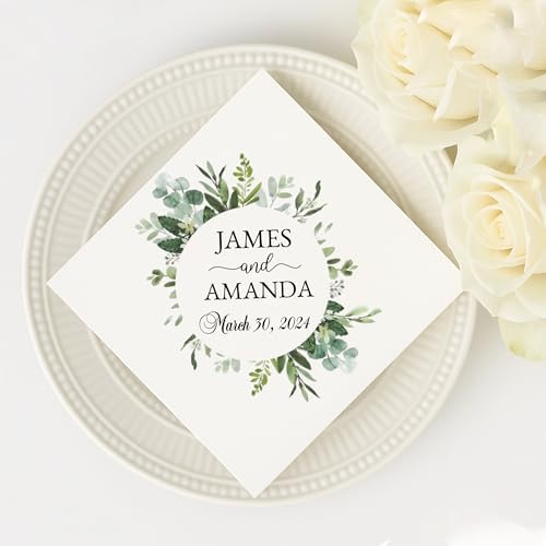 Luxury Personalized Napkins For Wedding Custom Printed Couple Name Paper