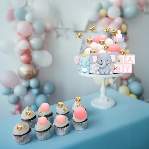 Gyufise 33Pcs 3D Elephant Cake Toppers Pink