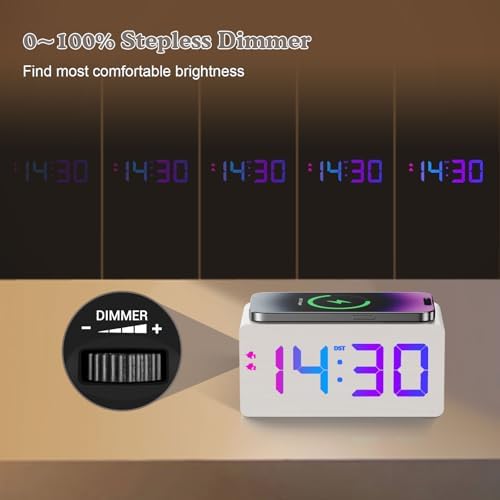 URAYCO Wooden Digital Alarm Clock with RGB Display and Fast Charging