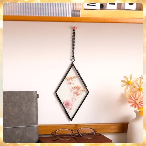 Qunclay 4Pc Floating Glass Frame Rhombus Wall Art Display